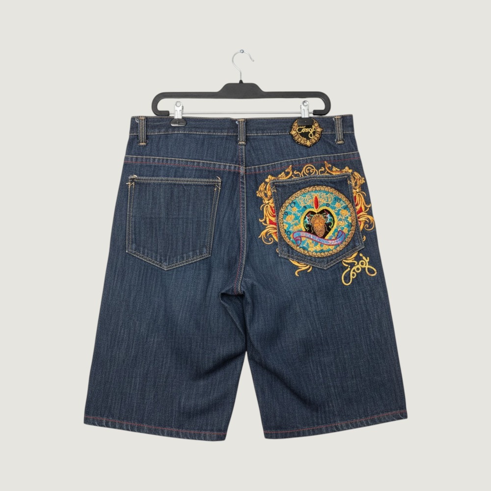 VTG Coogi Royale Embroidered Denim Jean Shorts Mens Blue Baggy Streetwear RARE